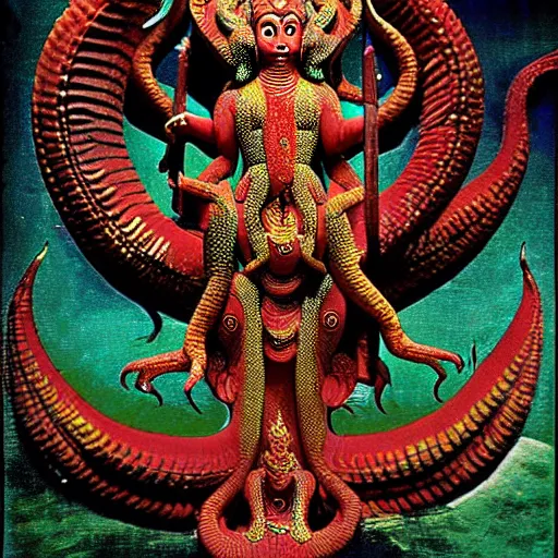 Prompt: naga creature, burmese mythology, buddhist mythology, hindu mythology, naga, naga