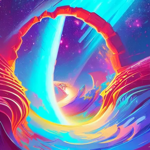 Prompt: a galaxy key, water wave, ornate and intricate, glowing nether portal, by anton fadeev, by rhads, 4 k