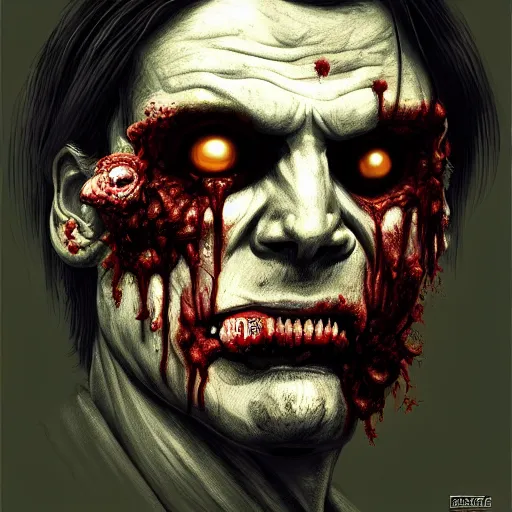 Image similar to bolsonaro as a zombie, 7 days to die zombie, fine art, award winning, intricate, elegant, sharp focus, cinematic lighting, digital painting, 8 k concept art, art by z. w. gu, art by brom, art by michael hussar, 8 k