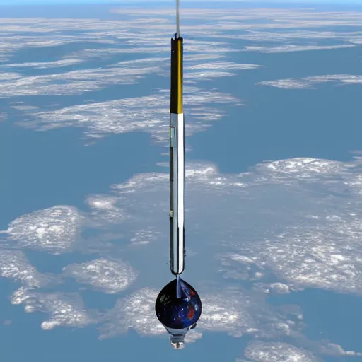 Prompt: space elevator at the edge of the atmosphere