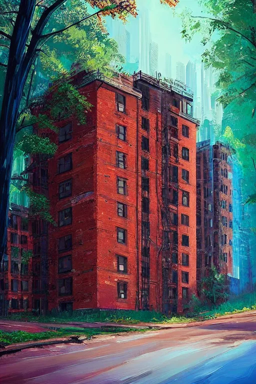 Prompt: (((((a ramshackle manhattan brick brownstone deep in the forest))))) by Alena Aenami!!!!!!!!!!!!!!!!!!!!!!!!!!!