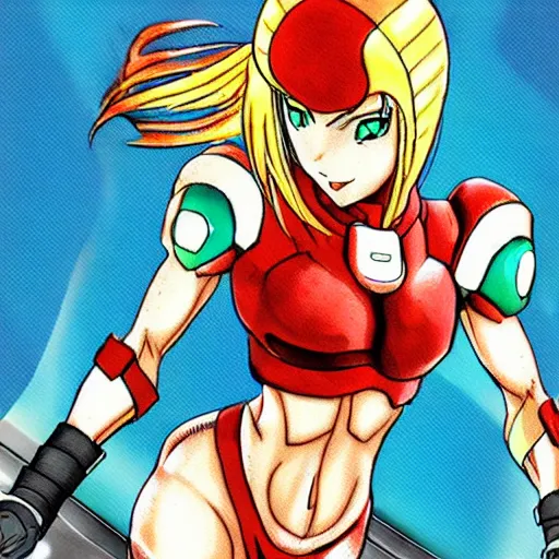 Prompt: samus aran as anime character by hiromu arakawa