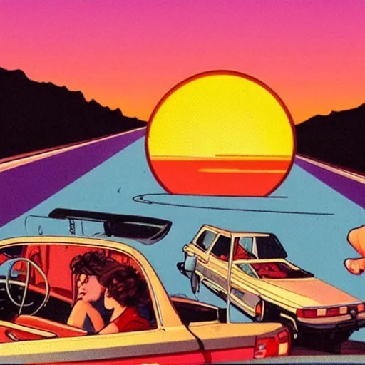 Image similar to Its summer 1988 and you are driving at night