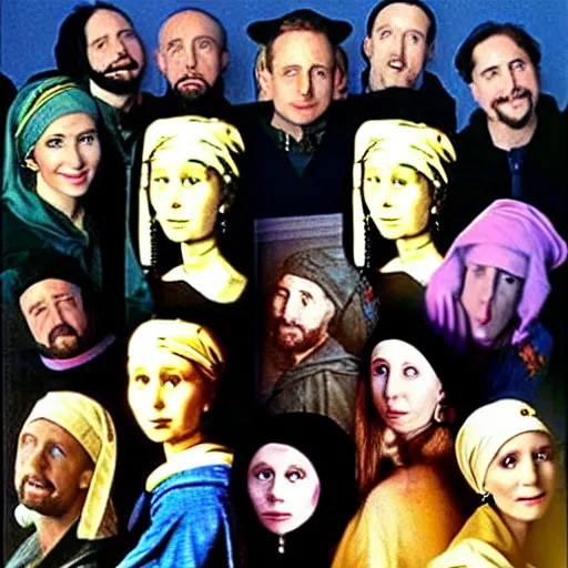 Image similar to the cast of friends as the girl with the pearl earring