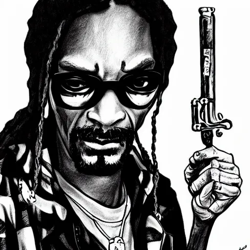 Image similar to snoop dogg drawn in walking dead art style comic