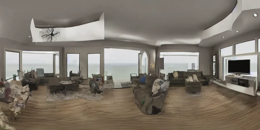 Image similar to equirectangular living room