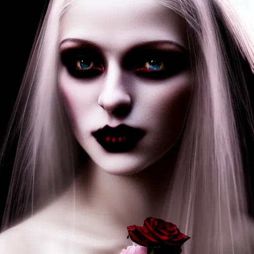 Prompt: photographic portrait of a stunningly beautiful gothic vampire female in soft dreamy moonlight, contemporary fashion shoot, by edward robert hughes, annie leibovitz and steve mccurry, david lazar, jimmy nelsson, breathtaking, 8 k resolution, extremely detailed, beautiful, establishing shot, artistic, hyperrealistic, beautiful face, octane render