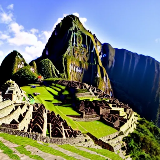 Image similar to machu picchu with Jim Carrey face as the mountain