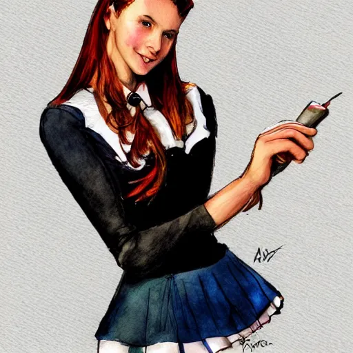 Prompt: a perfect, realistic professional digital sketch of a Russian schoolgirl posing, in style of Marvel, full length, by pen and watercolor, by a professional American senior artist on ArtStation, a high-quality hollywood-style sketch, on high-quality paper