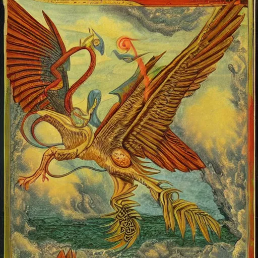 Image similar to strange bestiary of repressed unconscious simurgh