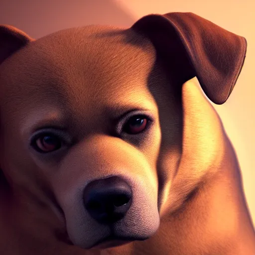 Image similar to photo of a dog, photorealistic, octane render, unreal engine, 8 k, high detailed