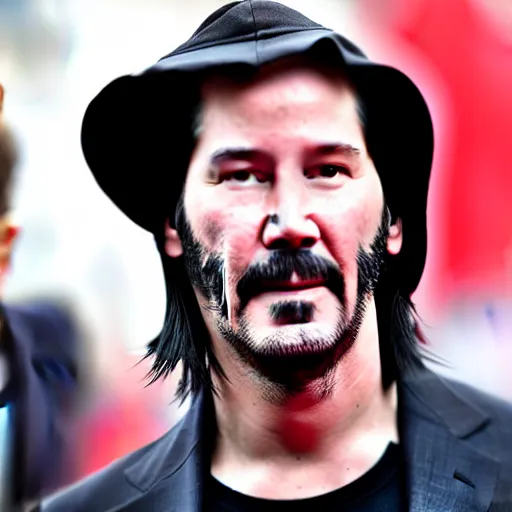 Image similar to keanu reeves dressed as mario, highly detailed, high quality, hd, 4 k, 8 k, canon 3 0 0 mm, professional photographer, 4 0 mp, lifelike, top - rated, award winning, realistic, sharp, no blur, edited, corrected, trending