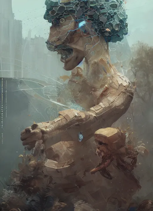 Prompt: inter - agentic collective intelligence exhibits emergent processes, photorealistic by michael komarck, greg rutkowski, victo ngai, artgerm, willem claesz heda and j. dickenson