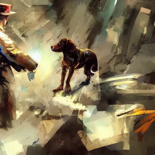 Prompt: um cachorro lambendo o youtube, artwork by craig mullins