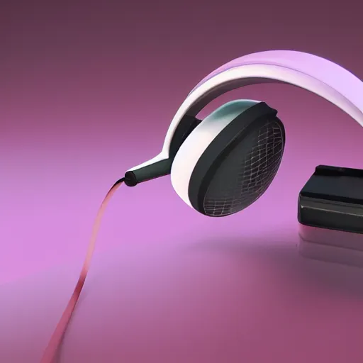 Image similar to wireless headphone stand, futuristic, techno, cyberpunk, product design, render, concept, fun, pastel
