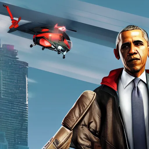 Prompt: obama as an anpc in watchdogs 2