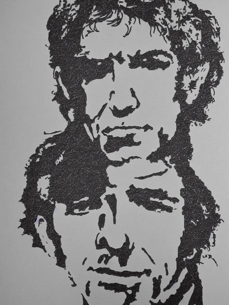 Prompt: wire art portrait of young leonard cohen.