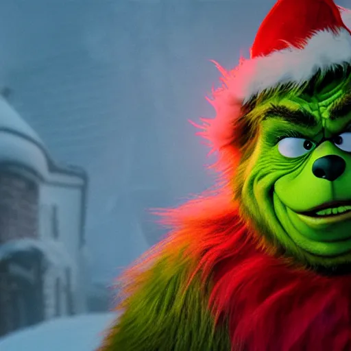 Prompt: john goodman as the grinch in the movie the grinch, still from movie, cinematic, 4 k, octane render,