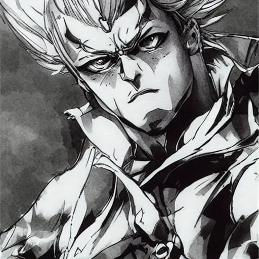 KREA - Dio Brando stands atop a rock and strikes a pose, Manga art