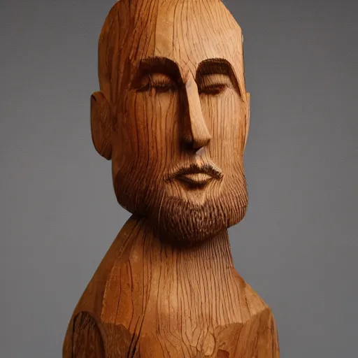 Image similar to mohammadreza shajarian wooden sculpture