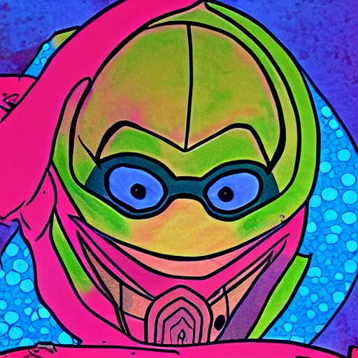 Prompt: psychedelic ninja turtle