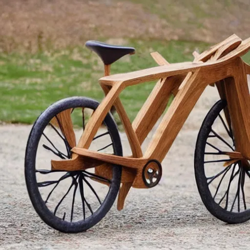 Image similar to bicycle made entirely out of wood