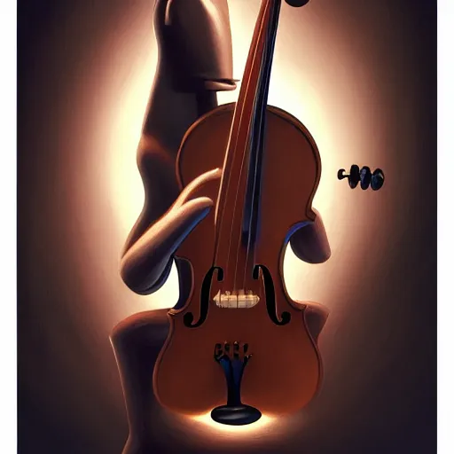 Prompt: anthropomorphic violin, oil painting, artstation, dramatic lighting, symmetry, beautiful