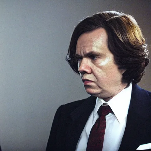 Prompt: a film still of Funny Valentine in Frost/Nixon(2008)