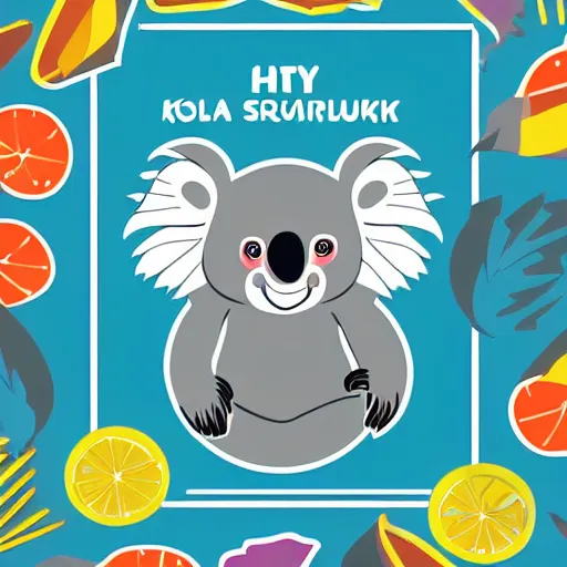 Image similar to Propaganda poster of koala, sticker, highly detailed, colorful, illustration, smooth and clean vector curves, no jagged lines, vector art, smooth