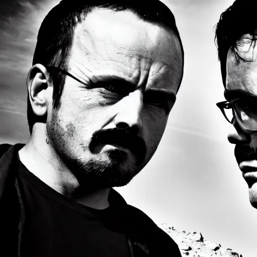 Image similar to mexican walter white and mexican jesse pinkman, cinematic lens, full shot, film still