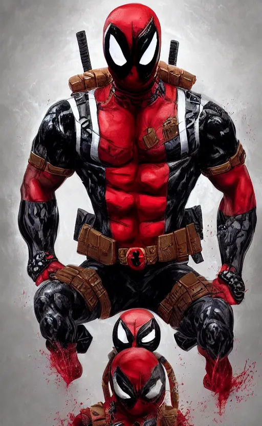 Image similar to venom as deadpool, dynamic lighting, photorealistic fantasy concept art, trending on art station, stunning visuals, terrifying, creative, cinematic