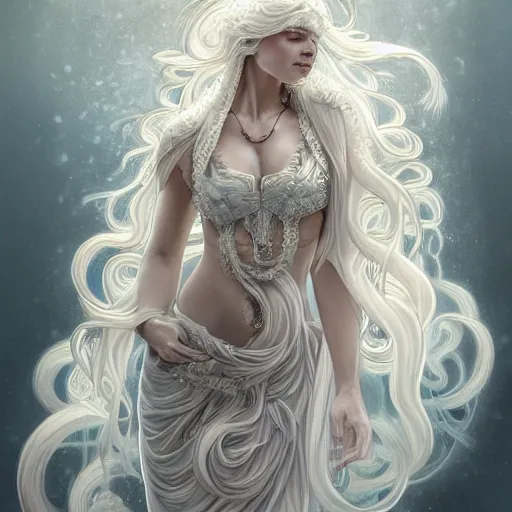 Prompt: a photograpic portrait of a anthropomorphic bioluminescent water wave wearing white clothes, fantasy, intricate, elegant, highly detailed, digital painting, artstation, concept art, smooth, sharp focus, illustration, art by artgerm and H R Giger and alphonse mucha