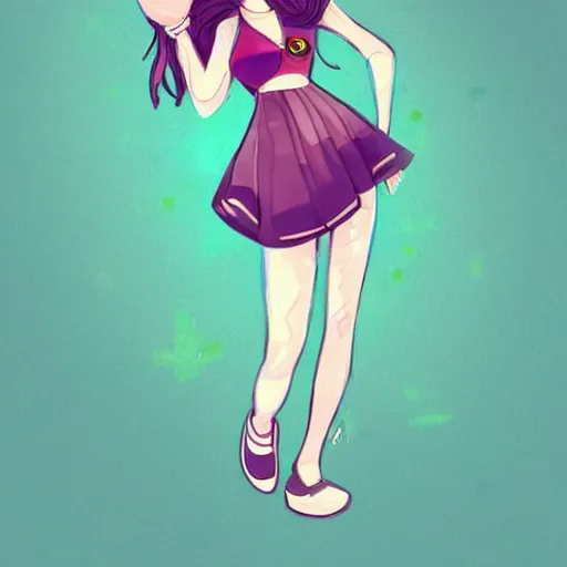 Image similar to female character inspired by 9 0's fashion and by madeline from celeste, art by rossdraws