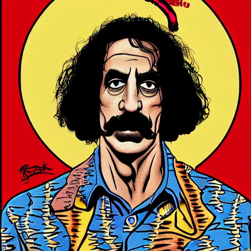 Prompt: frank zappa in the style of r. crumb