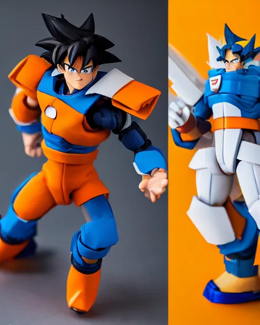 Image similar to a voltron action figure of goku, real life, studio lighting, professional photography