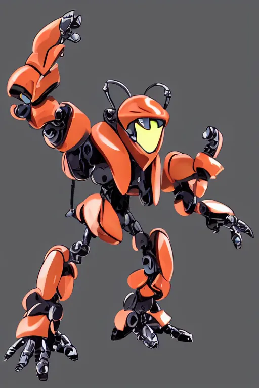 Prompt: a humanoid beetle robot with big mechanical fists, inafune design, official mmx concept scarab reploid