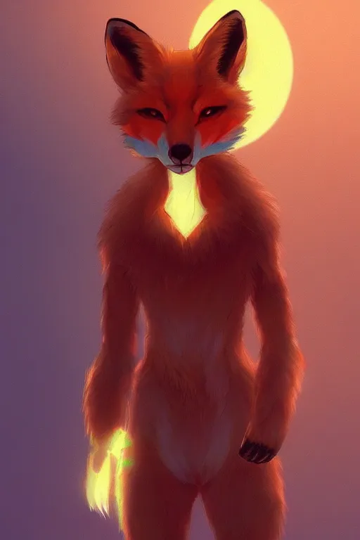 Image similar to a fox fursona, trending on artstation, by kawacy, furry art, digital art, cyberpunk, high quality, backlighting