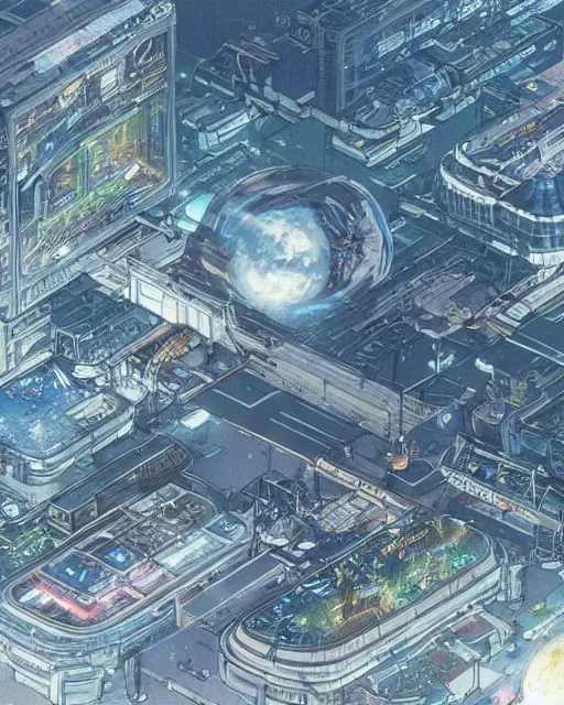 Prompt: a map for a sci - fi city, aerial view, art by makoto shinkai and alan bean, yukito kishiro