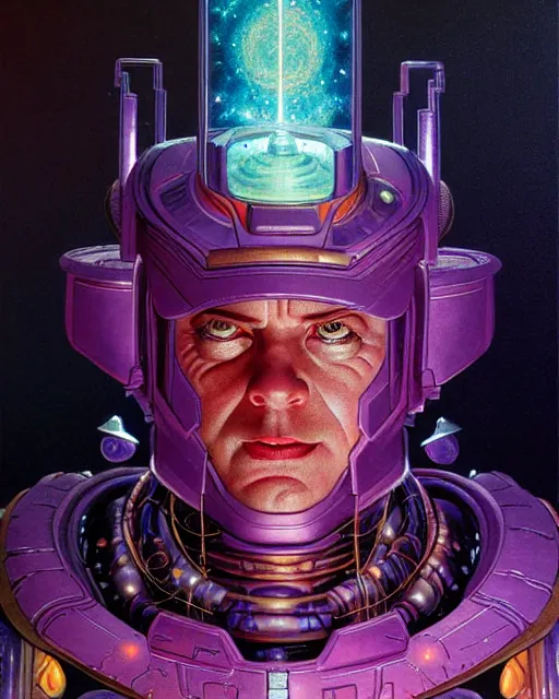 Image similar to galactus, character portrait, portrait, close up, concept art, glow, intricate details, highly detailed, vintage sci - fi poster, in the style of chris foss, rodger dean, moebius, michael whelan, and gustave dore