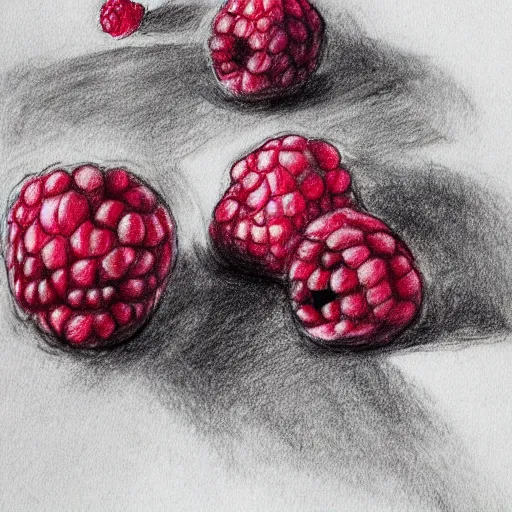 Image similar to professional ink pen sketch of a close-up raspberry