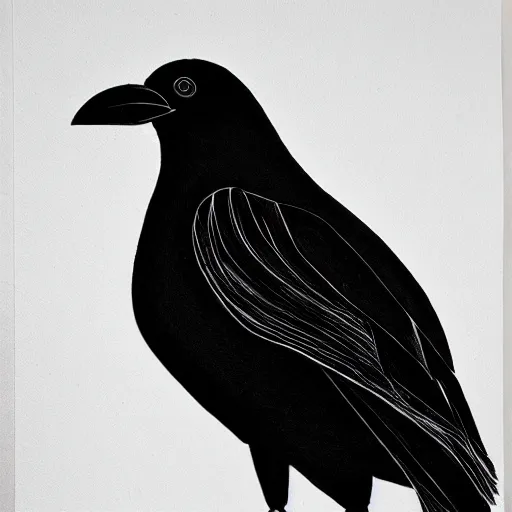 Image similar to detailed crow illustration, full body, surrealist, black ink on white paper, sketched 4k