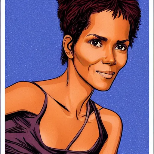 Image similar to “ halle berry retro minimalist portrait by jean giraud, moebius, sharp, smooth face, retro comic, 8 k ”