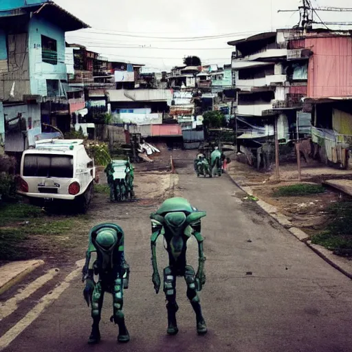 Image similar to aliens invaded favela