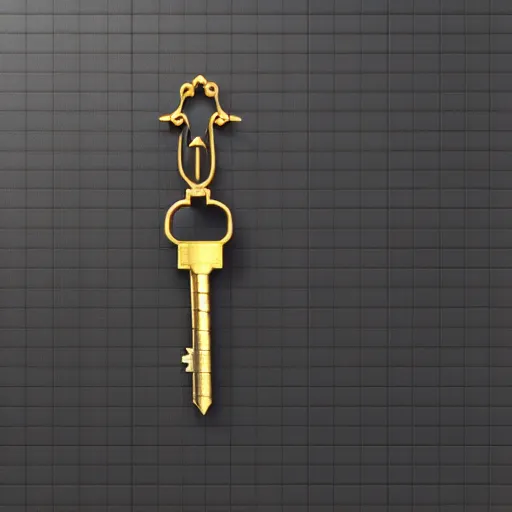 Prompt: a item of the metal key, icon, vray 4k render, on the white background, rpg game inventory item