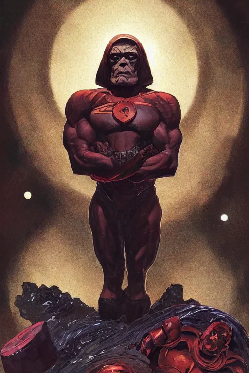 Prompt: Dreamt in `25.87s` for @tripl3wave's `!dream Darkseid painted by Norman Rockwell, Moebius, Greg Rutkowski, Zabrocki, Karlkka, Jayison Devadas, Phuoc Quan, Sadamoto Yoshiyuki, trending on Artstation, 8K, digital painting, concept art, smooth, sharp focus, illustration, summer vibrancy, cinematic, details, noisy film grain effect, super wide shot, 30mm, intricate, very very high detailed perfect faces