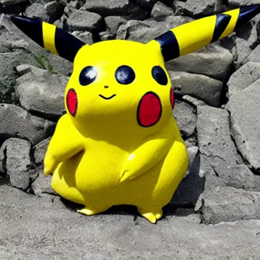 Image similar to Pikachu Sculpture made out of concrete