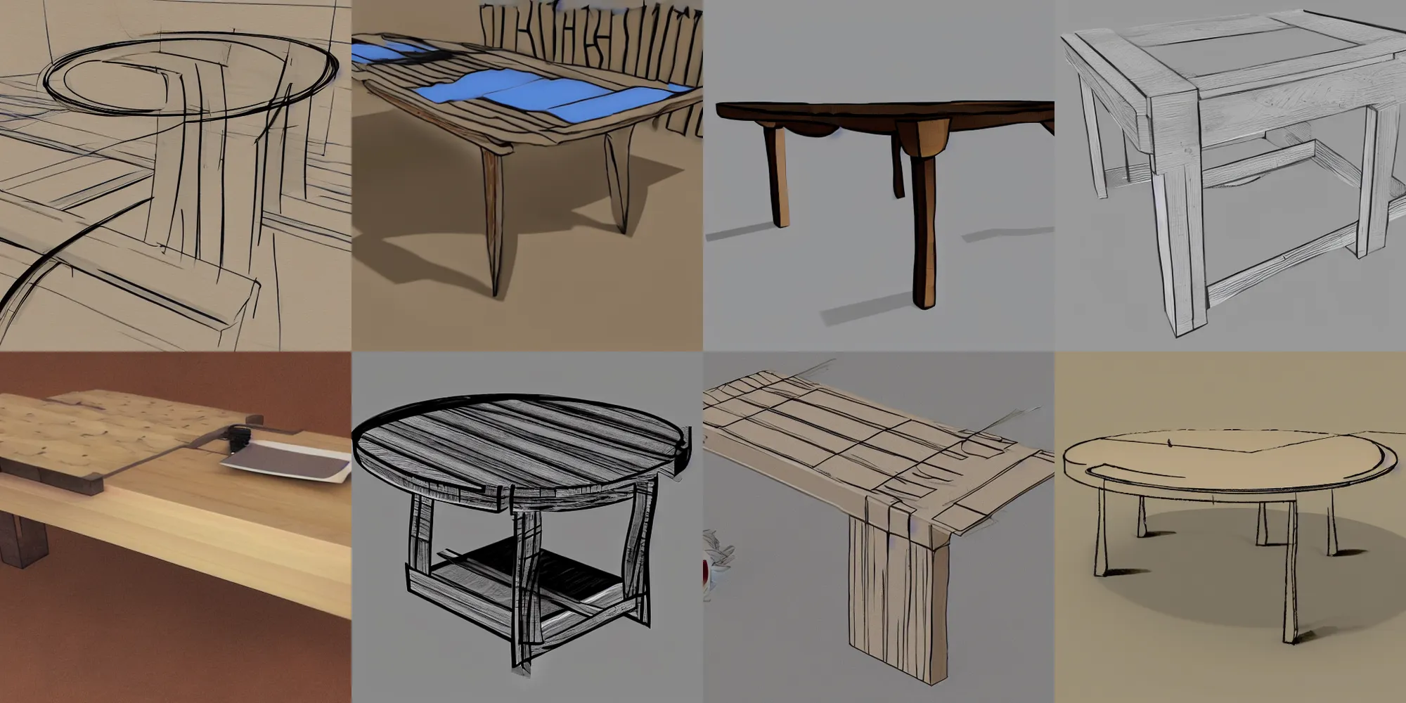 Prompt: table warping around itself concept art