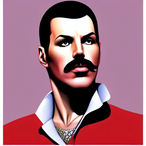 Image similar to freddy mercury by clyde caldwell, ilya kuvshinov, rossdraw, very detailed