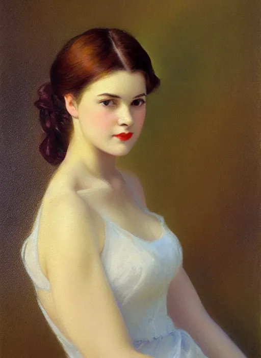 Image similar to a portrait of a pretty young lady by abbott fuller graves
