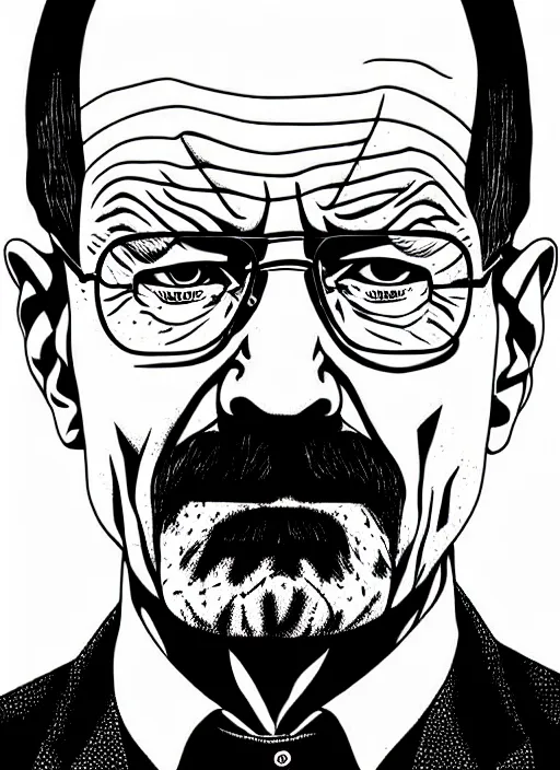 Prompt: portrait of walter white, intricate, highly detailed, illustration, art by junji ito, junji ito